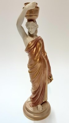 Lot 1235 - Royal Worcester figure of a female water carrier, date mark for 1906, 24.5cm high