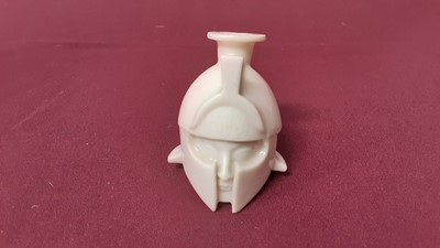 Lot 1145 - Rare Royal Worcester porcelain model of a Roman helmetted head with description to the base, 6cm high