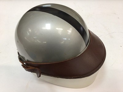 Lot 1993 - Scarce 1950s / 60s Les Leston G.P. crash helmet, together with a 1960s Moto Lita style steering wheel (2)