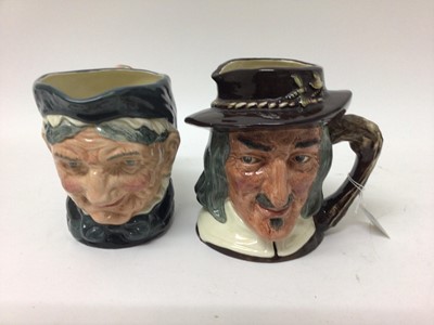 Lot 32 - Six Royal Doulton character jugs - Granny D5521, Izaak Walton D6404, Sairey Gamp D5451, Auld Mac D5823, The Gardener D6630 and Lumberjack D6610