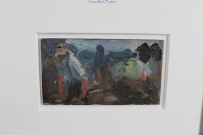 Lot 912 - Harry Becker (1865-1928) oil on board, Men working, 10 x 19cm, glazed frame. Provenance: The Wildlife Gallery, Lavenham, October 2010 Loftus Family Exhibition, no 81.