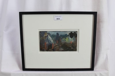 Lot 912 - Harry Becker (1865-1928) oil on board, Men working, 10 x 19cm, glazed frame. Provenance: The Wildlife Gallery, Lavenham, October 2010 Loftus Family Exhibition, no 81.