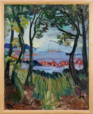 Lot 902 - *Lucy Harwood (1893-1972) oil on canvas, The Village, signed verso, 76 x 61cm, framed. Provenance: Louise Kosman Gallery