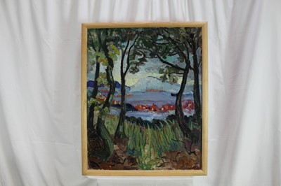 Lot 902 - *Lucy Harwood (1893-1972) oil on canvas, The Village, signed verso, 76 x 61cm, framed. Provenance: Louise Kosman Gallery