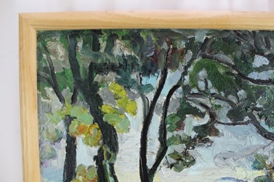Lot 902 - *Lucy Harwood (1893-1972) oil on canvas, The Village, signed verso, 76 x 61cm, framed. Provenance: Louise Kosman Gallery