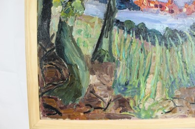 Lot 902 - *Lucy Harwood (1893-1972) oil on canvas, The Village, signed verso, 76 x 61cm, framed. Provenance: Louise Kosman Gallery
