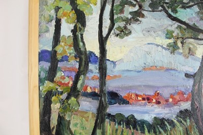 Lot 902 - *Lucy Harwood (1893-1972) oil on canvas, The Village, signed verso, 76 x 61cm, framed. Provenance: Louise Kosman Gallery