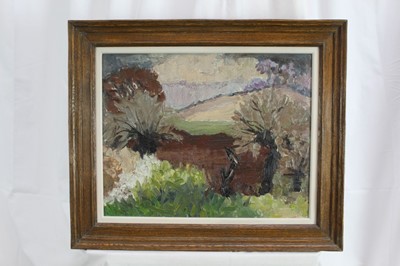 Lot 901 - *Lucy Harwood (1893-1972) oil on canvas, Fields, signed verso, 41 x 50cm, framed. Provenance: Louise Kosman Gallery
