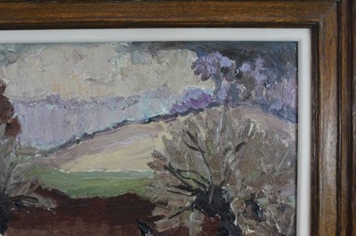 Lot 901 - *Lucy Harwood (1893-1972) oil on canvas, Fields, signed verso, 41 x 50cm, framed. Provenance: Louise Kosman Gallery