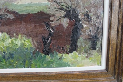 Lot 901 - *Lucy Harwood (1893-1972) oil on canvas, Fields, signed verso, 41 x 50cm, framed. Provenance: Louise Kosman Gallery
