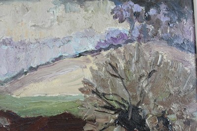 Lot 901 - *Lucy Harwood (1893-1972) oil on canvas, Fields, signed verso, 41 x 50cm, framed. Provenance: Louise Kosman Gallery