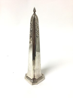 Lot 197 - Art Deco silver sugar castor of fluted taper form ( Birmingham 1923, Williams Ltd ) 22.5 cm