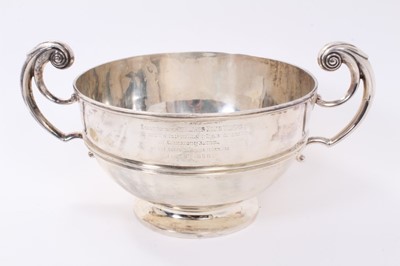 Lot 518 - Large Edwardian twin handled silver rose bowl.