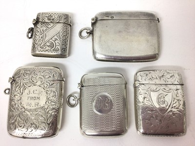 Lot 222 - Five Victorian and later silver vesta cases
