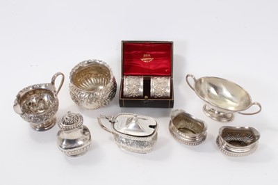 Lot 209 - Group of miscellaneous silver including salts, mustard, cased napkin rings etc