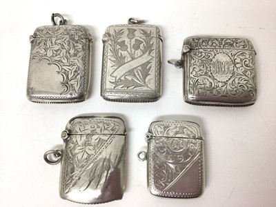 Lot 223 - Five Victorian and later silver vesta cases