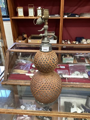 Lot 2442 - Antique soda siphon converted to a lamp