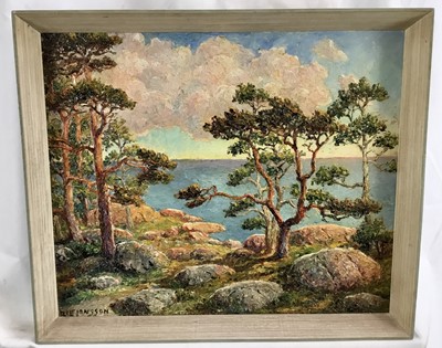 Lot 223 - Rolf Jonsson (Swedish 1883-1963) oil on board, coastal landscape