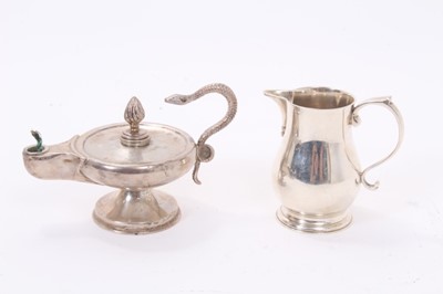 Lot 231 - 1930s silver table lighter together with a silver milk jug