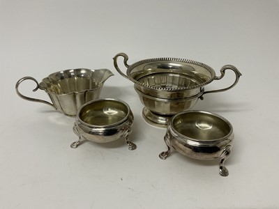 Lot 232 - Selection of 18th century silver and later including a pair of Georgian salts and other items