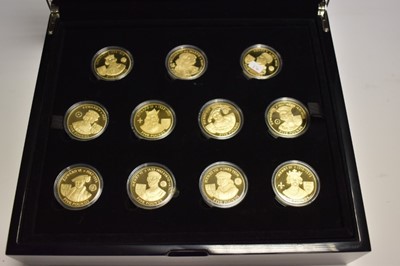 Lot 591 - G.B. - Royal Mint gold plated silver twenty four coin set 'History of Monarchy' (N.B. In case of issue with Certificate of  Authenticity) (1 coin set)