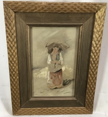 Lot 153 - W. Collins, 19th century watercolour of a farm girl
