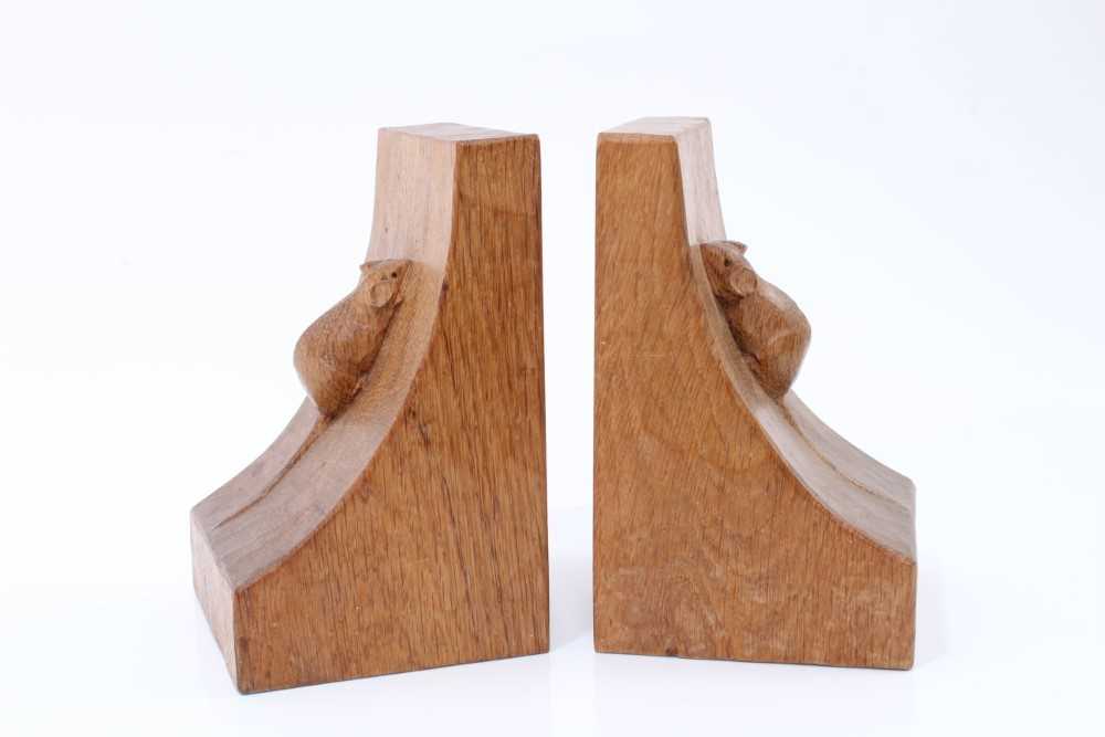 Lot 2500 - Pair of Robert 'Mouseman' Thompson of Kilburn, carved oak bookends