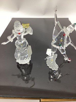 Lot 1278 - Two Swarovski crystal Annual Edition figures - Pierrot 1999 and Columbine 2000, both with plaques and bases