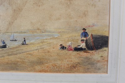 Lot 991 - Thomas Smythe watercolour, Figures on Felixstowe beach