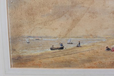 Lot 991 - Thomas Smythe watercolour, Figures on Felixstowe beach