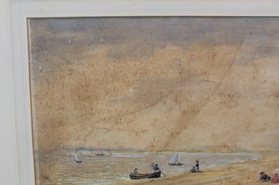 Lot 991 - Thomas Smythe watercolour, Figures on Felixstowe beach