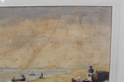 Lot 991 - Thomas Smythe watercolour, Figures on Felixstowe beach
