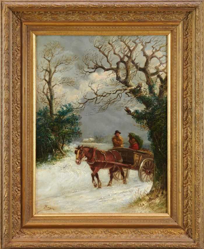Lot 995 - Thomas Smythe oil on canvas, Horse and cart in the snow
