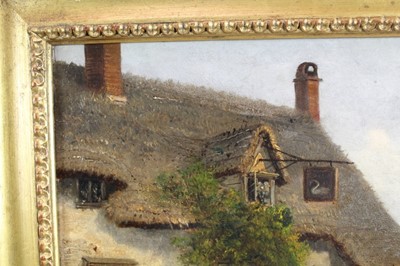 Lot 992 - Thomas Smythe oil on canvas, figures outside the Swan