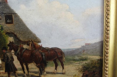 Lot 992 - Thomas Smythe oil on canvas, figures outside the Swan