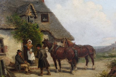 Lot 992 - Thomas Smythe oil on canvas, figures outside the Swan