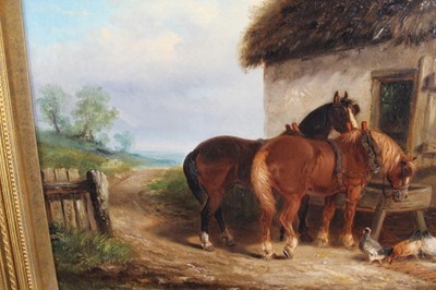 Lot 988 - Thomas Smythe oil on canvas, , Farmyard with horses and chickens