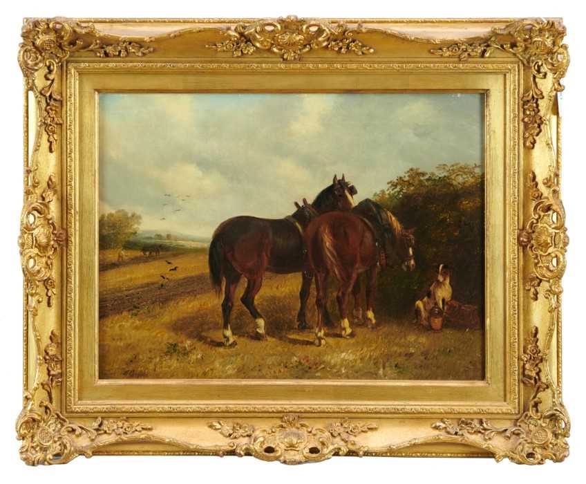 Lot 987 - Thomas Smythe oil on canvas, Plough team resting
