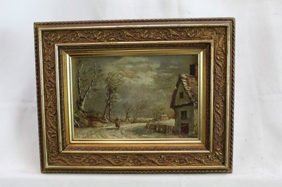 Lot 999 - Thomas Smythe oil on board, figure in the snow, miniature work