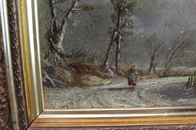 Lot 999 - Thomas Smythe oil on board, figure in the snow, miniature work