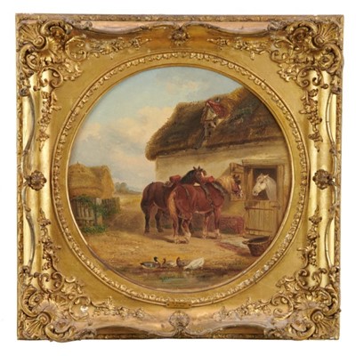 Lot 996 - Thomas Smythe circular oil on panel, farmyard scene