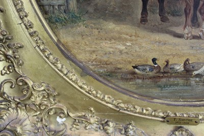 Lot 996 - Thomas Smythe circular oil on panel, farmyard scene