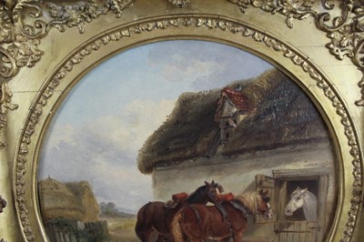 Lot 996 - Thomas Smythe circular oil on panel, farmyard scene