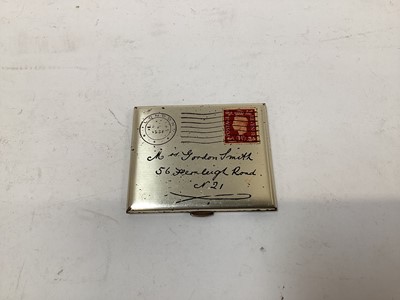 Lot 140 - Unusual novelty mirror compact in the form of an envelope, with stamp in corner