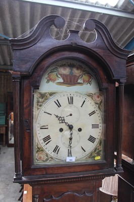 Lot 1385 - Early 19th century 8 day long case clock with arched painted dial, in stained pine case