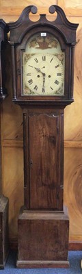 Lot 2586 - Early 19th century 8 day long case clock with arched painted dial, in stained pine case