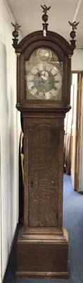 Lot 685 - George III 8-day long case clock by Thomas Page of Norwich 
in oak case