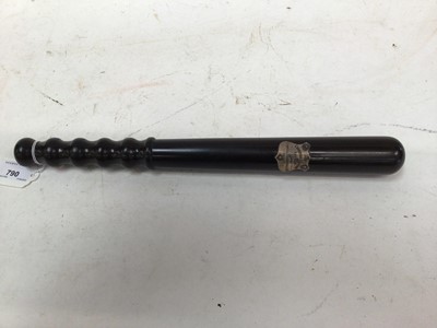 Lot 790 - Scarce Edwardian City of Bradford Special Constables presentation truncheon with silver plaque engraved 'Charles Edward Taylor from Charles Skidmore J.P. 1908', sold with his original Special Const...