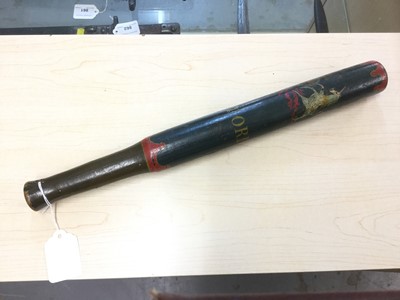 Lot 791 - Rare Victorian painted Glemsford, Suffolk Police Truncheon decorated with Royal Arms and ' Glemsford' title,38cm