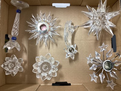 Lot 1302 - Selection of Swarovski crystal candle holders, one in the form of a star
